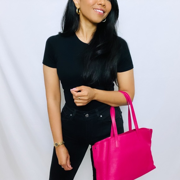 ***SOLD*** AKRIS | Authentic 100% leather Pink Medium Foldable Tote Star Bag - Picture 15 of 15